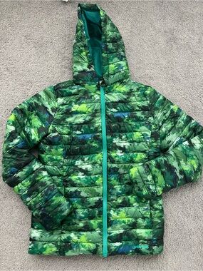 Lands' End Kids Green Hooded Puffer Jacket
